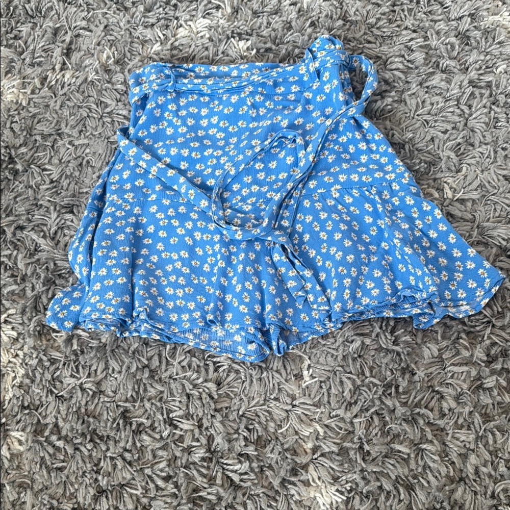 Blue Floral Print Shorts